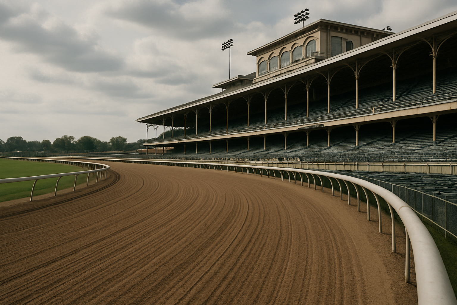 Horse racing track with grandstand